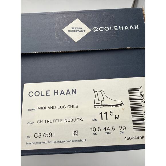 Cole Haan Midland Lug Chelsea Boot Brown Truffle Nubuck color size 11.5 M NEW - Picture 7 of 7